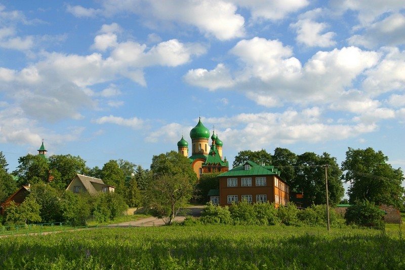 Вид на Пюхтицкий монастырь в Эстонии