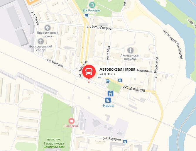 Карта автовокзала Нарвы