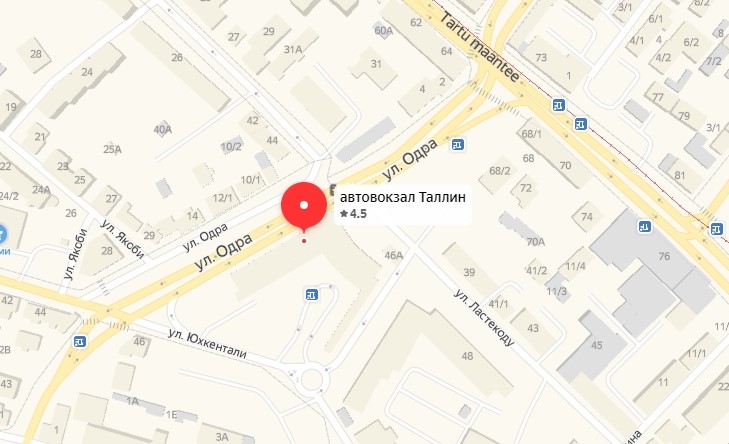 Карта автовокзала Таллин