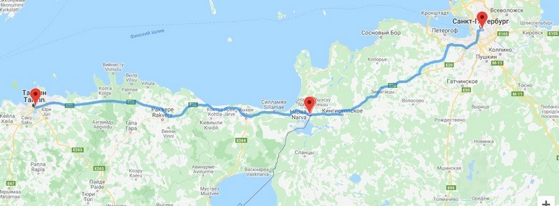 Расстояние Петербург – Таллин